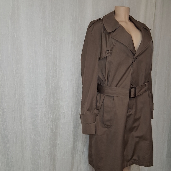 Botany 500 Brown Herringbone Trench Coat Women Size 42 Made In Usa - Picture 4 of 16
